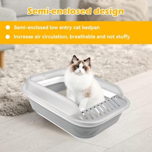 Nouvelle conception de bac à litière pour chat en plastique semi-fermé avec clôture plus haute et pelle - Product Image 4