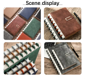 Libros de notas en espiral de hojas sueltas con agujero de hongo negro, diario de estudio barato con cuero de papel grueso para escribir, encuadernación en espiral de regalo - Product Image 3