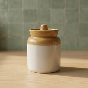 Ceramic Glazed <b>Pickle</b> <b>Jar</b> Two Tone Food Storage Container Microwave Safe Kitchen Canister - Product Image 5
