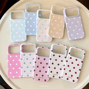 เคสโทรศัพท์ลายจุดน่ารักแบบแม่เหล็ก  วัสดุแบบด้าน  ดีไซน์ทันสมัย  ใช้ได้กับ iPhone 14 15 16 17 Pro  พร้อมฝาครอบป้องกัน - Product Image 1