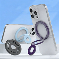 Universel 360 °   Support de téléphone rotatif et pliable à double anneau magnétique avec béquille pour iPhone et Samsung