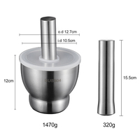 Mortier et pilon en acier inoxydable pour ail, poivre et épices, presse-fruits et herbes, outil de cuisine