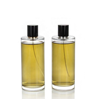 Flacon de parfum en verre cylindrique minimaliste de luxe, flacon vide pour vaporisateur de parfum avec couvercle noir, logo personnalisé pour hommes et femmes