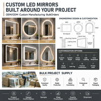 Cermin Kamar Mandi Bundar Sentuh LED Grand Miroir Salle De Bain Aluminium Bingkai Kustom Cermin Pintar Bulat Dengan Lampu LED