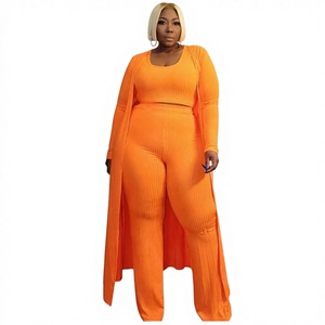 <span class=keywords><strong>Abbigliamento</strong></span> Donna Plus-Size per Wish, Set Tre Pezzi Elasticizzato a Costine Stile Europeo/Americano, Aderente e Sexy per Discoteca - Product Image 1