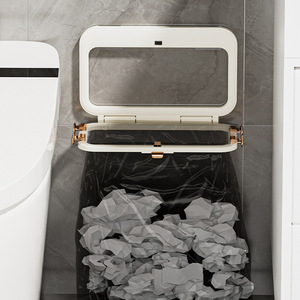 Foldable Wall Mounted Garbage Bag Holder Rectangle White <b>Plastic</b> Storage Bag Organizer For <b>Kitchen</b> Bathroom Space Saving - Product Image 2