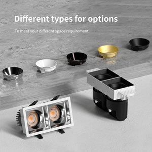 Spot LED encastré réglable double tête anti-éblouissement à intensité variable COB, downlight carré pour hôtels, centres commerciaux et magasins - Product Image 4