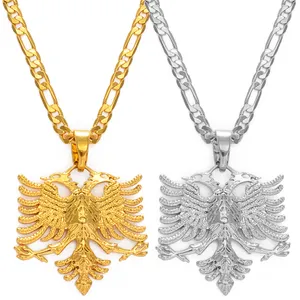 阿尔巴尼亚鹰吊坠男女项链银色/金色阿尔巴尼亚珠宝民族礼品科索沃 #233406