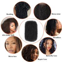 Cheveux humains bouclés afro crépus en vrac pour tresses, 100% Remy non traités, 30g 50g pour dreadlocks, micro-tresses sans nœuds, 10-20 pouces