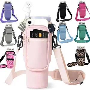 Chai nước chủ với dây đeo cho 40 oz Tumbler Neoprene tàu sân bay Sling Bag với túi điện thoại chai nước tay áo cho phòng tập thể dục chạy bộ