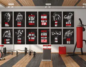 Ótimo conjunto de cartazes artísticas, 23.4x16.5 polegadas, poster de treino, inspiração de academia, quotas de fitness