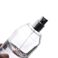 Flacon de parfum vide en verre de luxe, rond, transparent, noir, avec pompe à pression, capacité 30ml, 50ml, 100ml, avec couvercle noir