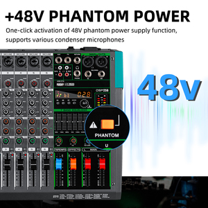 มิกเซอร์คอนโซล USB 6 แชนแนล OEM PA6 ระดับมืออาชีพ พร้อมเอฟเฟกต์เสียงก้องในตัว 256 แบบ มิกเซอร์เสียงระดับมืออาชีพ - Product Image 2