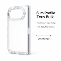Funda para iPhone 18 Fold con Parte Trasera de Acrílico Transparente, Marco de TPU, Cubierta de PC, Protección de Bisagra, Antigolpes, Antiamarilleo, Soporte OEM ODM Personalizado