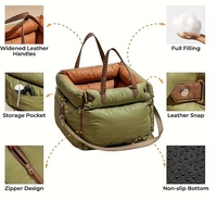 Coussin de voiture pour chien en cuir vert écologique de luxe, durable et confortable