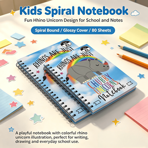 Carnet A5 personnalisé avec reliure spirale, motif <span class=keywords><strong>animaux</strong></span> amusants, journal personnalisé avec impression couleur sur papier d'art - Product Image 1