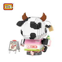 LOZ 1060 pièces Blocs de construction miniatures 3D en forme de vache fraise, jouet éducatif de construction et de modélisation en plastique, cadeau pour les enfants de 5 à 7 ans