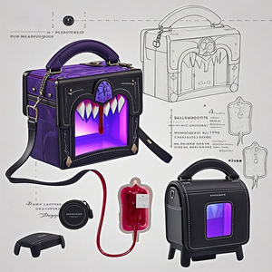 Style d'horreur gothique personnalisé Toussaint chauve-souris vampire Ita sac avec fenêtre transparente Itabag - Product Image 2