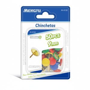 Mengfu Set di 50 Puntine Colorate da 9mm con Testa in Plastica e Materiale in Acciaio per Ufficio e Scuola - Product Image 2