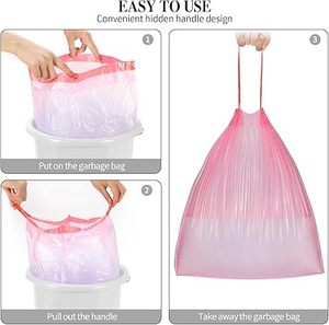 Huamaohengchun3Rolls Drawstring Small Trash Bags,4 Gallon Thicken Drawstring Small Garbage Bags for <b>Kitchen</b>,Bathroom,Home,Office - Product Image 4