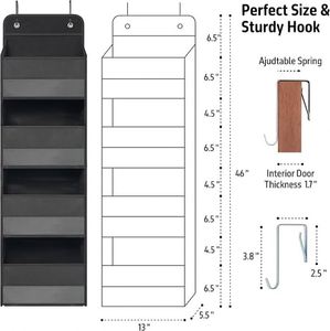 Organizador para Colgar Sobre la Puerta con 4 Bolsillos Grandes para Armario, Baño, Dormitorio, Juguetes, Cosméticos y Artículos Esenciales para Bebés - Product Image 2