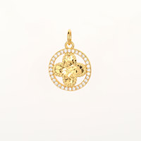 Pendentif Collier Trèfle à Quatre Feuilles Porte-Bonheur Incrusté de Diamants Style Glace Pilée Tendance Nationale pour le Commerce Extérieur Transfrontalier Écologique
