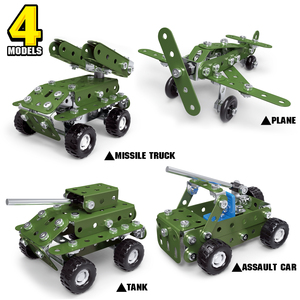 Set di <span class=keywords><strong>4</strong></span> Modelli di Aerei Militari in Metallo da Assemblare, Blocchi da Costruzione Smontabili per Bambini, <span class=keywords><strong>Puzzle</strong></span> 3D - Product Image 4