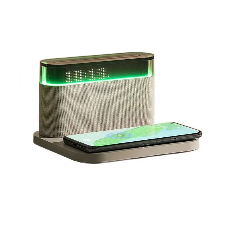 Relógio despertador digital com bluetooth, luz noturna de carregamento sem fio, inteligente, bluetooth, áudio caseiro