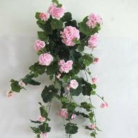 Tanaman Geranium Buatan Merah, Bunga Sutra, Tanaman Rambat, Dekorasi Gantung Dinding untuk Dalam & Luar Ruangan, Rumah, Ruang Tamu, Taman