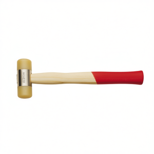 Martillo de goma de 376 mm con mango de madera y agarre rojo para carpintería y trabajos de montaje - Product Image 2