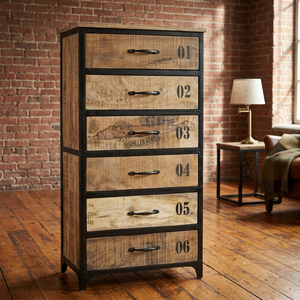Industrial & Vintage Solid Wood Villa Living Room Cabinet with 2 <b>Drawers</b> - Product Image 2