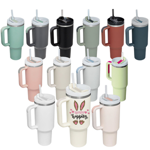 Custom Logo 40oz Stainless Steel Vacuum Insulated Tumbler <b>with</b> Handle and for Business Travel Mug - Product Image 1