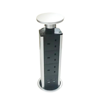 Prise de courant escamotable encastrée avec 3 prises UK et 2 ports USB pour comptoir de cuisine, bureau, plan de travail CE