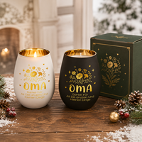 Pot à bougie en verre floral personnalisé OMA Grandma, noir mat et blanc, pour bougies parfumées, idéal pour un cadeau de fête des mères