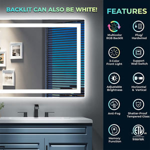 แผ่นไล่ฝ้า<span class=keywords><strong>กระ</strong></span>จก DC 12V 5A 60W พร้อมไฟ LED RGB แบบสัมผัส ปรับความสว่างได้แบบไม่มีขั้นตอน ควบคุมด้วยสวิตช์<span class=keywords><strong>ปุ</strong></span>่มกดสามปุ่ม - Product Image 3