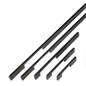 Long Matte Black Aluminum Alloy Pulls Dresser Drawer Profile Handle Kitchen Cabinet Wardrobe <strong>Door</strong> Handles for Furniture - Product Image 1