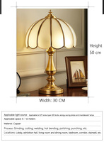 Lampe de bureau rétro en laiton et verre, vente en gros d'usine, lampe de chevet de luxe rétro en cuivre pour chambre à coucher