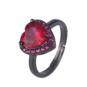 High End Eco-friendly Copper 9*9mm Red Zircon Black Gold Plated Romantic Heart Shaped Jewelry Set for Valentine's Day Gift - Product Image 2