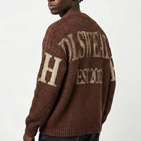 Maßgefertigter Bedruckter Buchstaben-Pullover Herren Strickwaren OEM Baumwoll-Strickpullover Rundhals-Pullover Übergroßer Streetwear Maßgefertigter Strickpullover für Männer