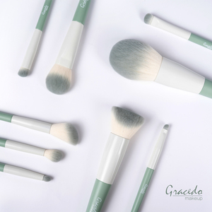 Ensemble de 9 pinceaux de <span class=keywords><strong>maquillage</strong></span> en poils synthétiques Gracedo, style vert clair frais, pour le visage et le correcteur, livraison directe d'usine, faible MOQ - Product Image 4