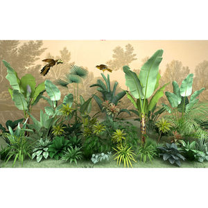 Papel Tapiz de Seda <span class=keywords><strong>Tropical</strong></span> Estilo del Sudeste Asiático, Adhesivo de Pared con Diseño Botánico, Hoja de Plátano, Revestimiento de Pared para Hotel, Vegetación, Bosque - Product Image 5