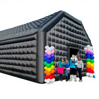 Vente d'usine - Tente de fête gonflable pour discothèque en tissu Oxford noir 16,5x20 pieds avec souffleur électrique
