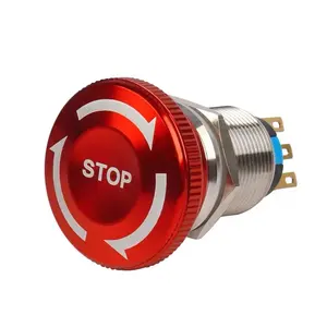 16Mm Waterdicht Metalen Vergrendeling Noodstop Paddestoel Drukknop Emergency Switch 1NO1NC