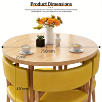 Ensemble de table et chaises de négociation moderne 4 pièces pour petits appartements - Ensemble de salle à manger en bois peu encombrant pour balcon, zones café, usage scolaire