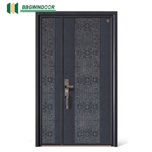 Lukliving Porte d'entrée pivotante de luxe moderne en acier inoxydable noir, design italien grand format, pour villa, sécurité extérieure ignifuge - Product Image 5