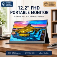 Monitor Portabel 12.2 Inci 2K HD Tipe-C dengan Dudukan VESA, Panel IPS Permukaan Anti Silau, Layar Kedua Laptop dengan Speaker Ganda untuk Gaming