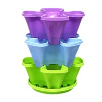 Pot Tanaman Menara Vertikal Plastik, Dapat Ditumpuk, Ringan, Tahan Lama, Biodegradable, Multi-warna, untuk Rumah, Kebun, Hidroponik, dan Tanah