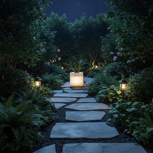 Vaso da Fiori LED Solare RGB Luminoso in Plastica Quadrata per Illuminazione Esterna di Giardini, Cortili e Ville - Product Image 1