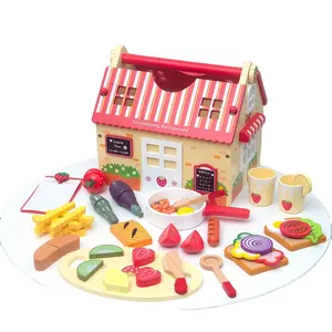 Divertente in legno finte cibo giocattoli cibo finzione gioco in stile occidentale pasto cucina cucina gioco giocattolo per bambini