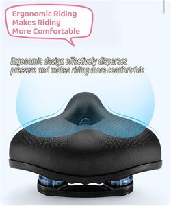 Siège de vélo <span class=keywords><strong>confortable</strong></span> pour hommes et femmes avec double absorption des chocs, <span class=keywords><strong>selle</strong></span> antidérapante et étanche, rebond élevé. - Product Image 2